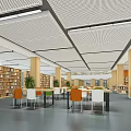 modern library public space reading room 3d model
