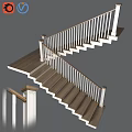 Modern Wooden Staircase With White Railings And Handrails For Home