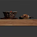 Appetizing Food With Two Bowls Of Soup And Grilled Meat Served On Wooden Cutting Board