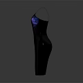 Stylish Black Spaghetti Strap Dress With Colorful Galaxy Print On Chest And Waist