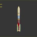 White Space Rocket Model With Red Boosters On Gray Background 3d model