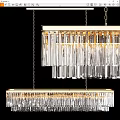 Modern Crystal Chandelier With Hanging Crystal Strips And Gold Metal Frame