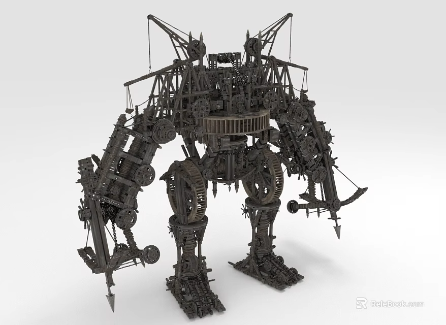 Intricate Mechanical Creature With Giant Metal Structure And Gear Components 3d model 