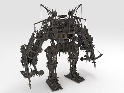Intricate Mechanical Creature With Giant Metal Structure And Gear Components 3d model