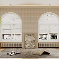 Modern Window Blinds For Arch Windows In Living Room With Natural Light And Decorative Plants