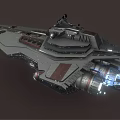 Futuristic Sci Fi Spaceship With Metallic Hull And Illuminated Engine Thrusters Design 3d model