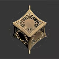 Golden Decorative Lantern Design With Intricate Cutout Patterns And Ornate Details
