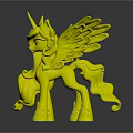 Magical White Winged Unicorn Pony With Green Blue Mane Yellow Hooves And Crown