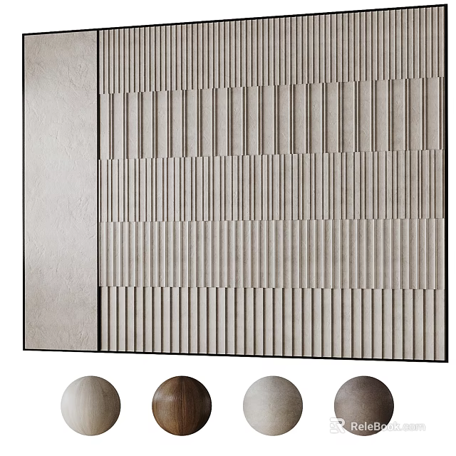 Modern Textured Background Wall With Vertical Striped Pattern And Neutral Color Palette 3d model 