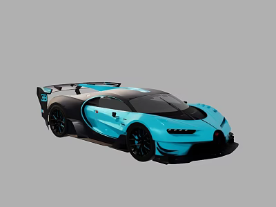 Blue And Black Supercar With Sleek Design And Sporty Exterior Features 3d model