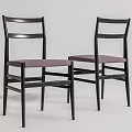 Elegant Modern Dining Chairs With Black Wooden Frame And Purple Padded Seat