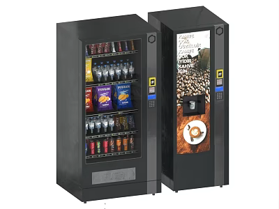 Modern Commercial Vending Machines With Beverages Snacks And Coffee Dispenser 3d model