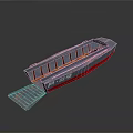 Detailed Ship Model With Gray Red Hull And Open Cargo Deck Structure 3d model