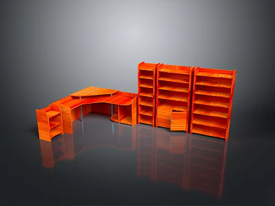Modern Orange Wooden Coffee Table with Smooth Surface and Stylish Design 3d model
