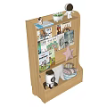 Kids Wooden Bookshelf with Children's Books Astronaut Robot Toys Star Decoration Plant and Storage