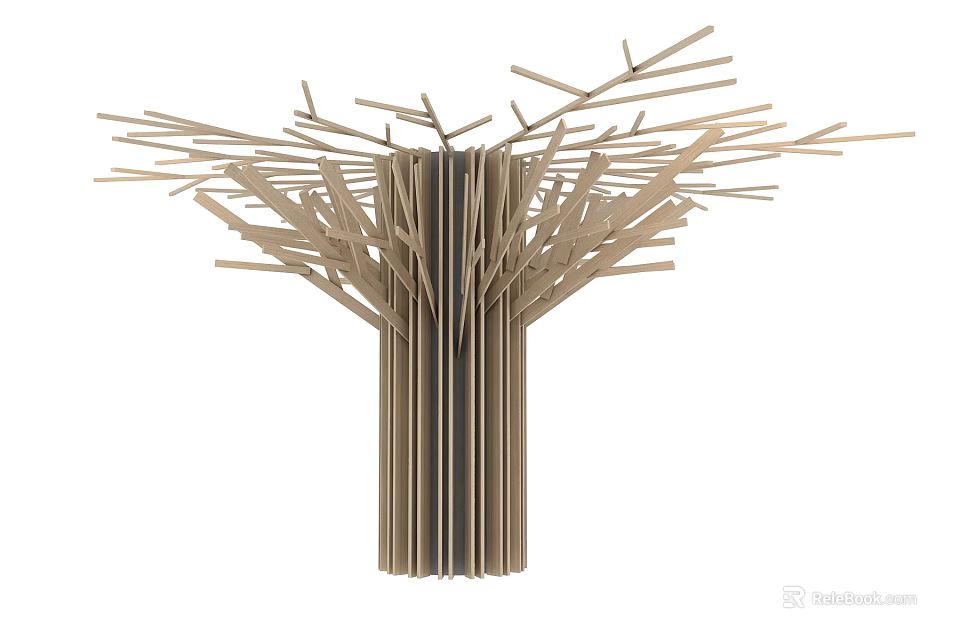 Decorative Cardboard Column Design With Branch Like Scattered Strips On Top 3d model 