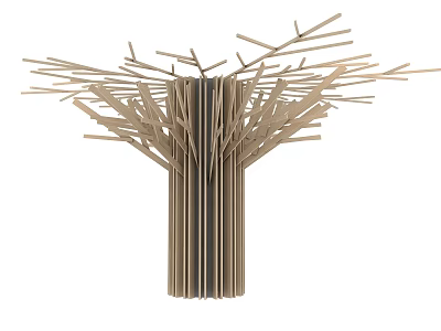 Decorative Cardboard Column Design With Branch Like Scattered Strips On Top 3d model