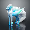Elegant Fantasy Game Character With Blue Body White Cloud Mane Tail And Green Leaf Details