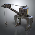 Industrial Metal Crane Model With Boom Cab And Wheel Base Mechanical Design