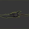 Black Fantasy Sword With Intricate Spiked Design And Purple Wrapped Handle