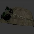Vintage Hat with Green Lens Goggles Textured Fabric And Adjustable Strap Retro Design