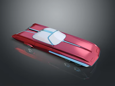 Red Streamlined Concept Car With Metallic Finish Transparent Roof And Reflective Surface 3d model