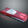 Red Streamlined Concept Car With Metallic Finish Transparent Roof And Reflective Surface