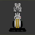 Game Movie Character Robotic Arm With White Yellow Mechanical Structure And Black Base