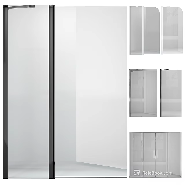 Modern Bathtub Featuring Glass Doors And Sleek Metal Frames In Various Designs 3d model 
