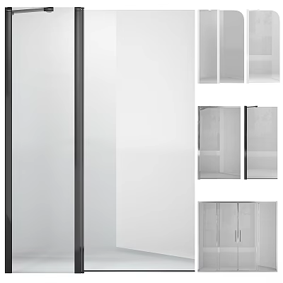 Modern Bathtub Featuring Glass Doors And Sleek Metal Frames In Various Designs 3d model