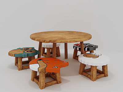 Modern Children's Table and Chair Cartoon Children's Table and Chair Combination 3d model