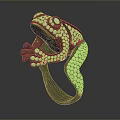 Unique Frog Shaped Ring With Green Metal Base And White Diamond Inlays