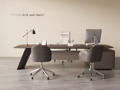 High End Modern Office Desk And Chair Combination For Comfortable Stylish Contemporary Workspace 3d model