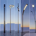 Modern Outdoor Lights With Various Styles Including Pole Mounted Curved Arm And Ring Shaped Designs