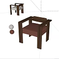 Modern Leisure Chair With Wooden Frame And Beige Brown Comfortable Cushion