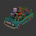 Vintage Blue Toy Car With Red Robot On Driver Seat Mechanical Details And Retro Design