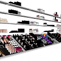 Well Organized Display Shelves Stocked With Various Beauty Items And Products