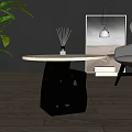Modern Round Marble Top Side Table With Unique Black Base And Aromatic Decorations 3d model