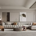 Modern Living Room Interior Design With Comfortable Sofa Coffee Table And Wall Art