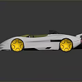 Silver Convertible Sports Car With Yellow Wheels And Green Windshield Modern Sleek Body Design