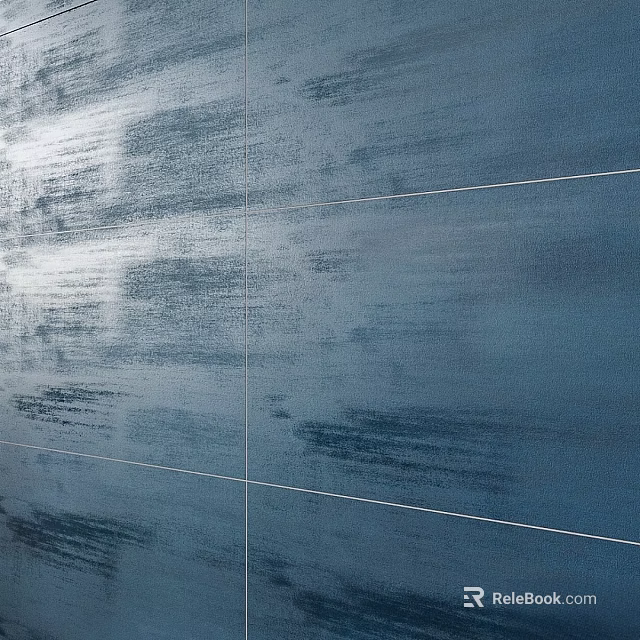 Blue Gray Textured Tile Wall With White Grout Lines And Distressed Pattern Design 3d model