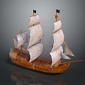 Retro sailing ship ancient ship ancient warship large ancient ship ancient warship 3d model