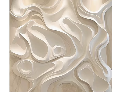 Modern Artistic 3D Wall Decor With Flowing Curves And Beige White Textured Design 3d model