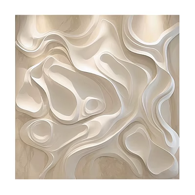 Modern Artistic 3D Wall Decor With Flowing Curves And Beige White Textured Design 3d model