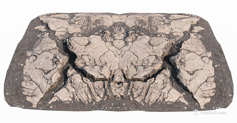 Rough Natural Ground Surface With Deep Cracks And Irregular Texture 3d model 