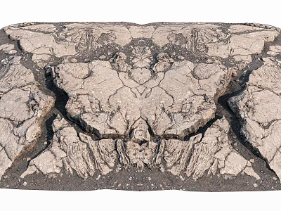 Rough Natural Ground Surface With Deep Cracks And Irregular Texture 3d model