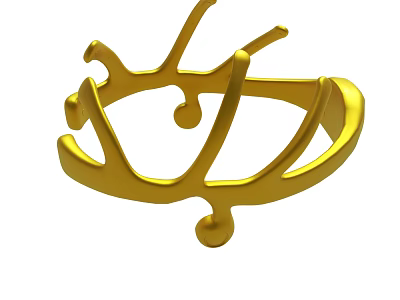 Golden Decorative Circular Crown Ornament With Intricate Artistic Design Structure 3d model