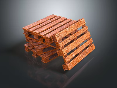 Stacked Wooden Pallets Made Of Natural Wood Material For Storage And Decorative Use 3d model