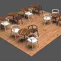 Modern Dining Chairs In White And Dark Colors With Wooden Round Tables Interior