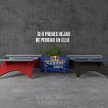 Red Blue Brown Table Tennis Tables Indoor Sports Equipment With Potted Plant